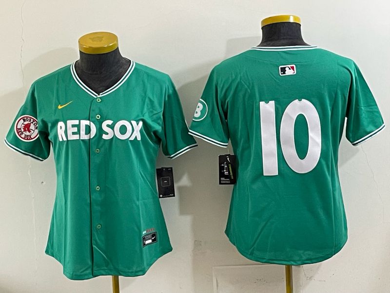 Women 2025 Boston Red Sox #10 No Name Drak Green Joint Name Nike MLB Jersey 06->women mlb jersey->Women Jersey